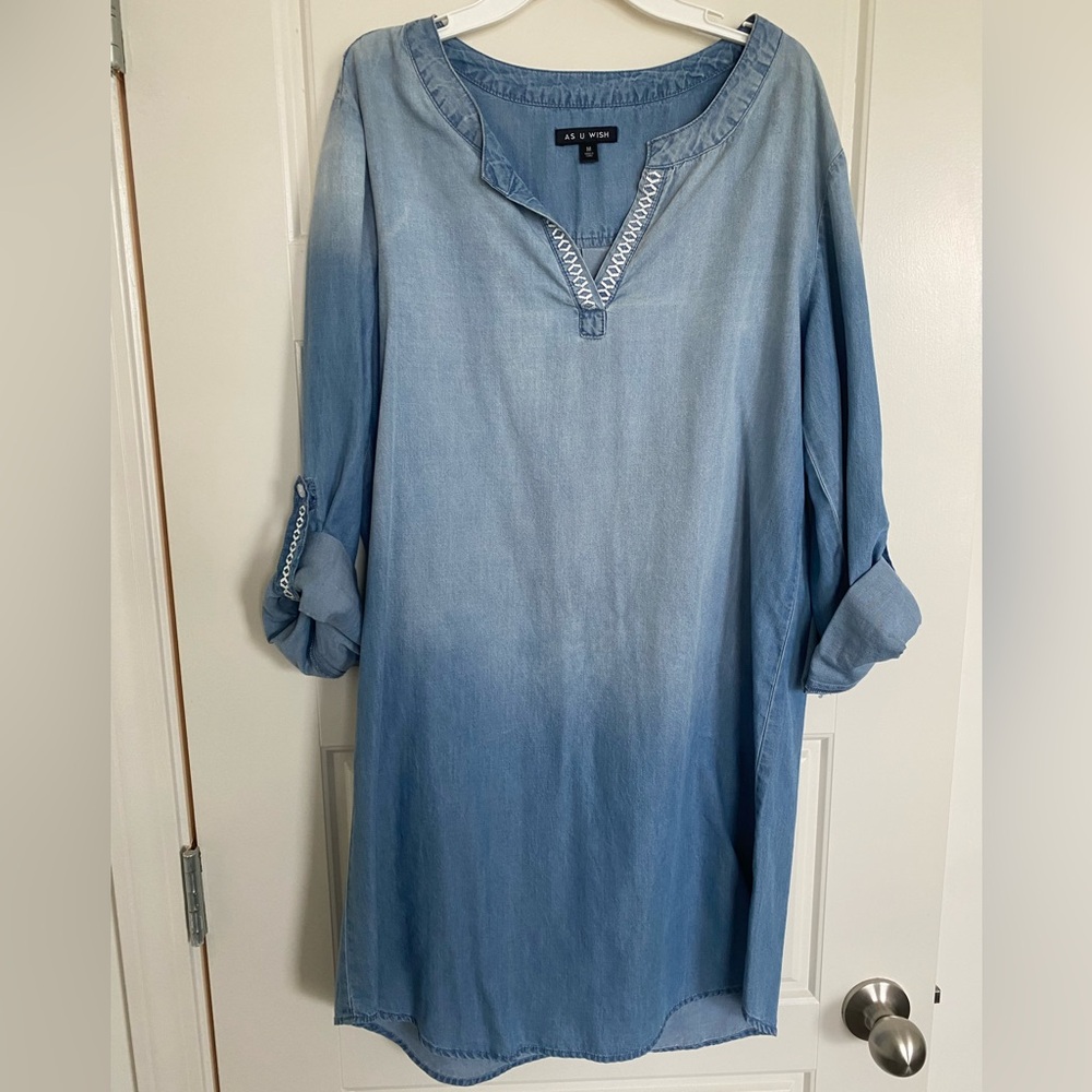 As U Wish Blue Tunic Style Dress. Size M. Worn once